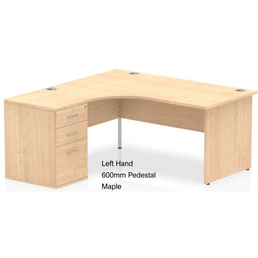 Rayleigh Panel End Desk with 600 Deep Pedestal